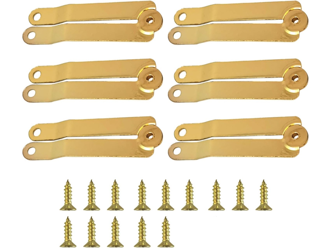 Conjunto De 6 Dobradiças Dobráveis Com Acabamento Dourado. Fácil