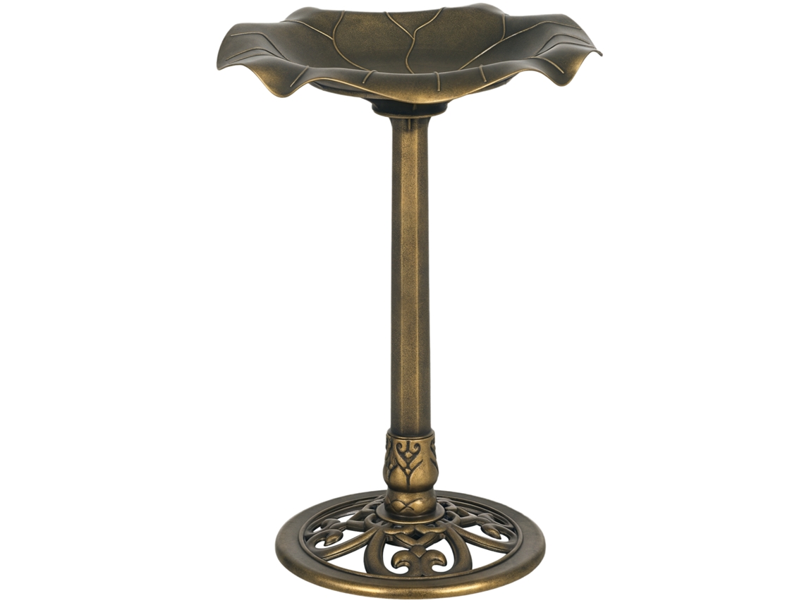 Banho para Pássaros de Jardim S/MARCA com Design Folha de Lótus e Acabamento Bronze