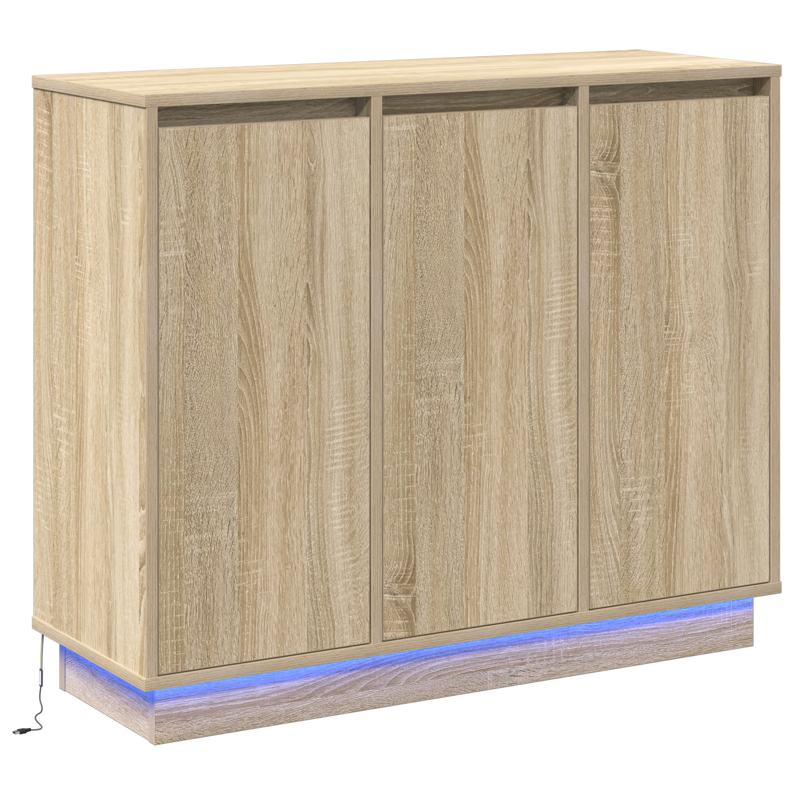 Conjunto 1 Aparador Led Vidaxl Bege Derivados De Madeira (90 X 32 X 75 Cm)