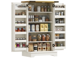 Armário de despensa com 2 portas, 16 prateleiras e prateleira ajustável 60x40x104 cm creme S/MARCA