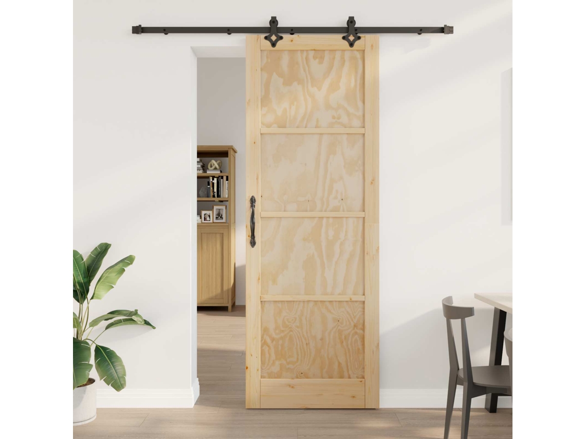 Vidaxl Porta Deslizante Natural E Preto 83 X 232 Cm
