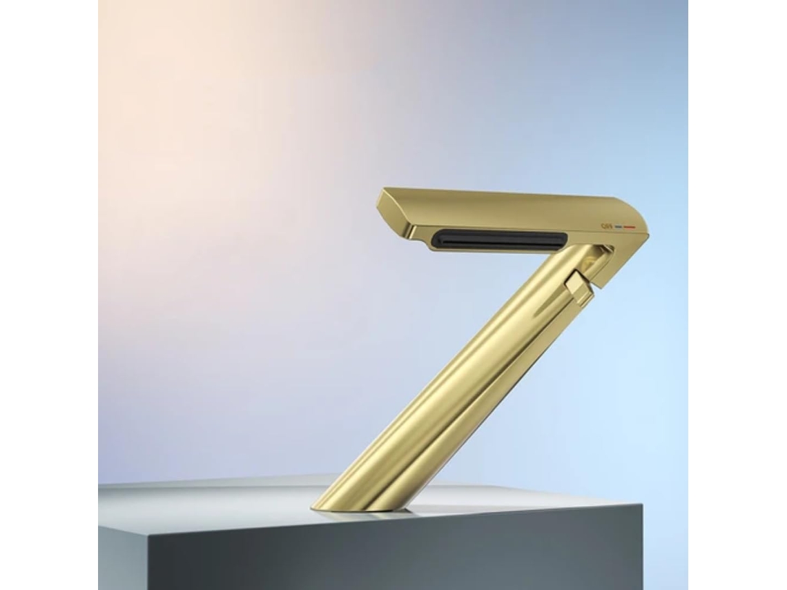 Torneira Para Lavatório Com Efeito Cascata Em Metal Cinza Antracite (dourado Escovado)