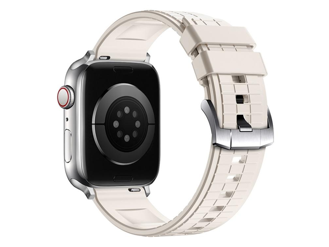 Bracelete para Apple Watch 42/41/40/38mm Borracha Fluorocarbonada com Textura Quadrada Esportiva Vermelha XIAOMOYU