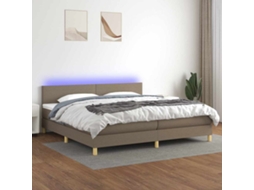 Vidaxl Cama Box Spring Colchão/led 200x200cm Tecido Cinza-acastanhado