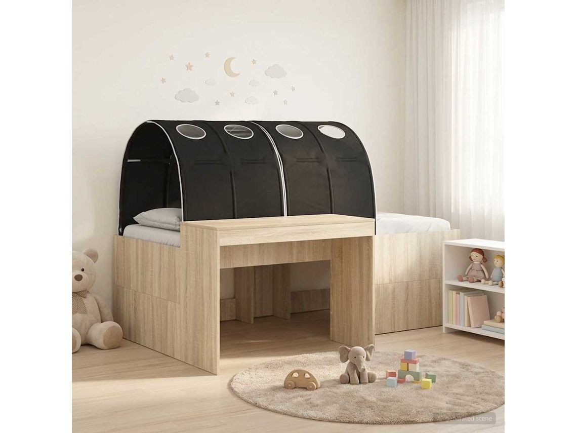 Vidaxl Cama Com Túnel 3 Unid. Carvalho Sonoma E Preto