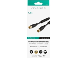 Cabo Coaxial VIVANCO Antena Gold 150CM (Preto)