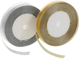 Fitas de organza metálica com glitter, 12 mm, 2 rolos de 22 m para artesanato e decoração de festas, poliéster confortável.