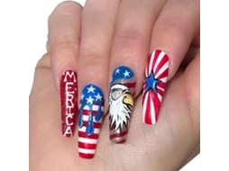Unhas Postiças Longas para O Dia Da Independência Decoração de Arte em Unhas. NEVEANCE