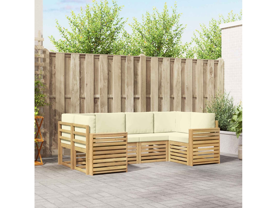 Vidaxl Conjunto De Sofás Para Exterior 6 Pcs Branco E Creme