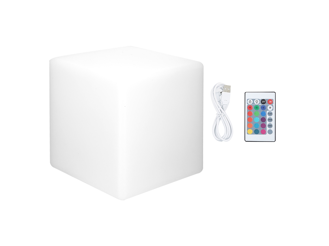 Luz Noturna Led Quadrada de Mesa Rgb 16 Cores Ajustável com Controle Remoto Recarregável 10cm | S/MARCA