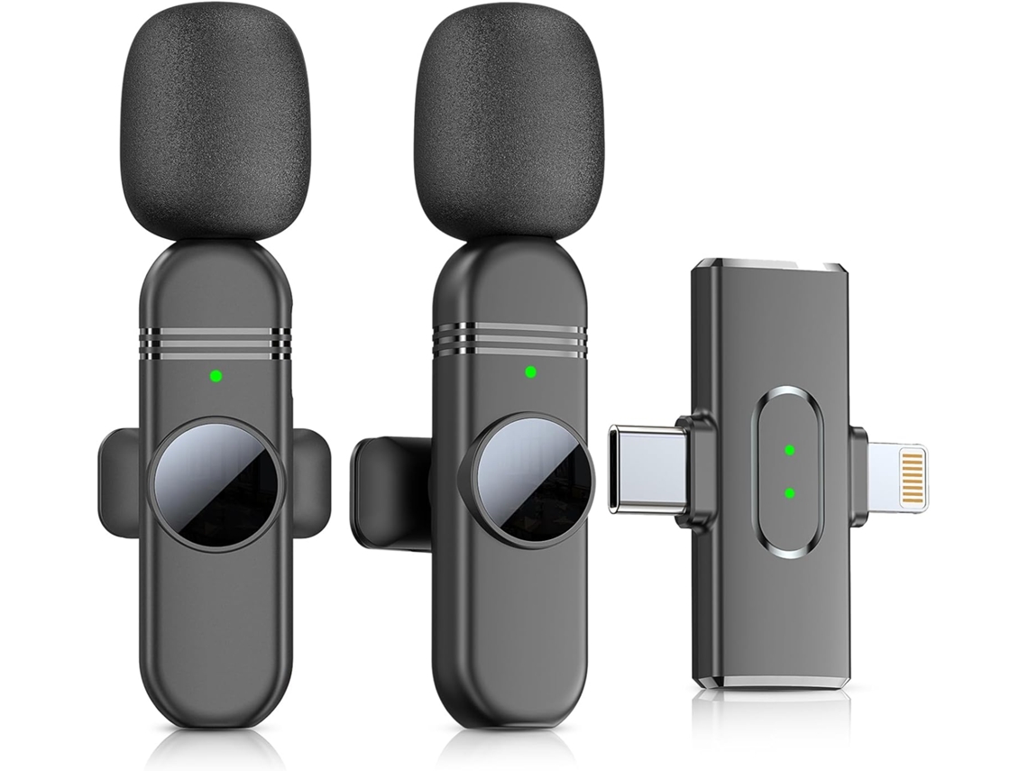 Microfone De Lapela Sem Fio 2 Em 1 Compatível Com Iphone E Android Cuich