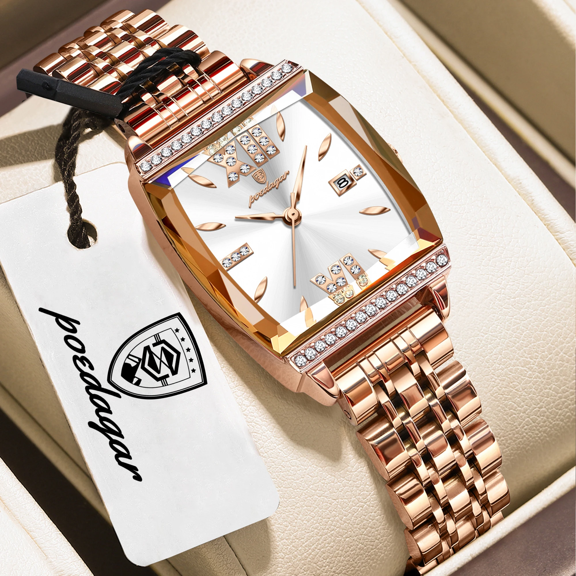 (Ouro Rosa/Branco) Relógio feminino elegante, com visor de alta qualidade, sofisticado e resistente à água.