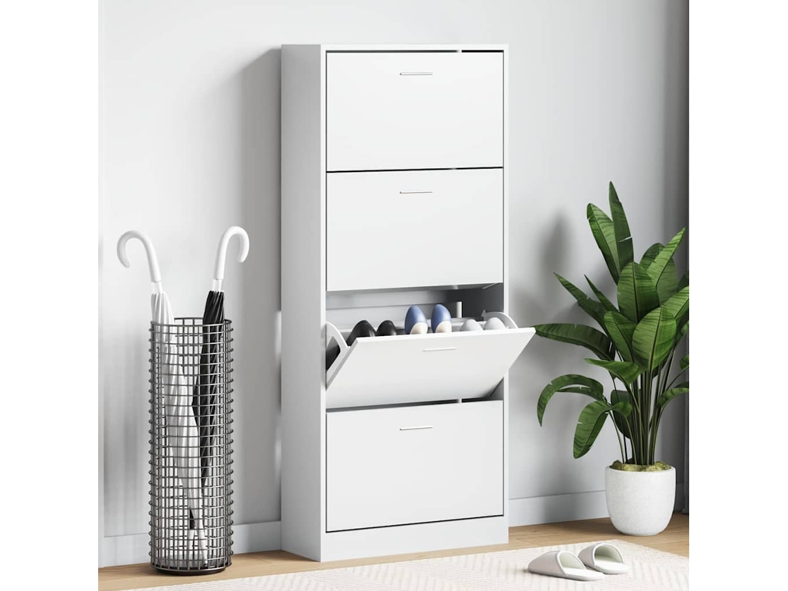 Vidaxl Sapateira 63x24x147 Cm Derivados De Madeira Branco