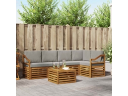 Vidaxl Conjunto De Sofá Sectional 6 Pcs Cinza Natural E Claro