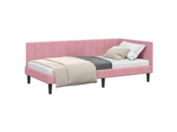 Conjunto 1 Estrutura De Cama De Canto Vidaxl Rosa Veludo (100 Cm X 200 Cm)