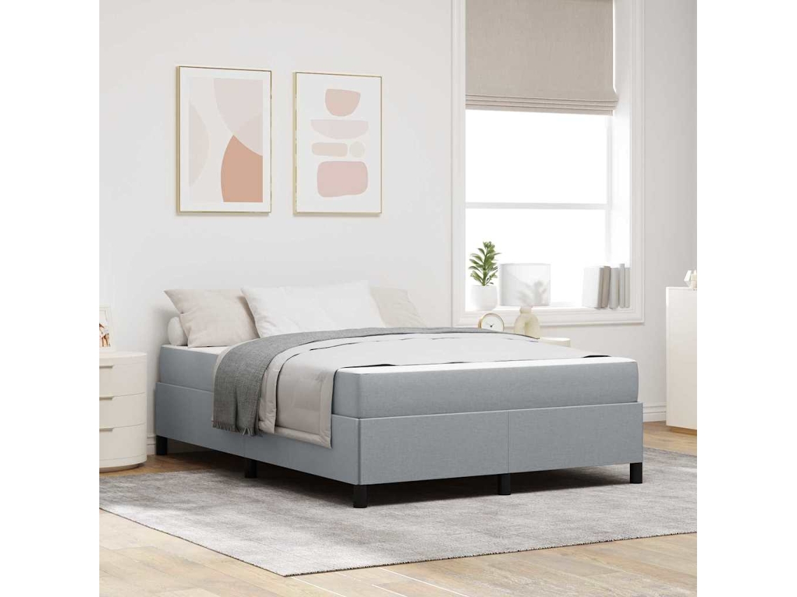 Vidaxl Cama Box Cinzento-claro 160 X 200 Cm Tecido