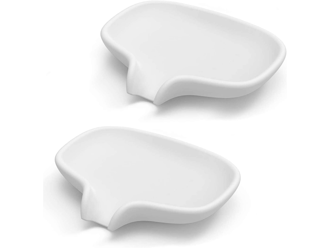 HYMNORA Conjunto De 2 Porta Sabonetes Em Silicone (branco Com Dreno)