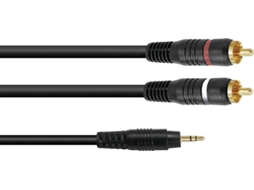 Cabo Adaptador OMNITRONIC 3.5 Jack/2xRCA 3m bk