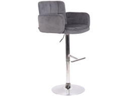 Banqueta giratória em veludo cinza escuro e metal cromado com apoios de braço, apoio para os pés e encosto Tdb10649 Dcoshop26