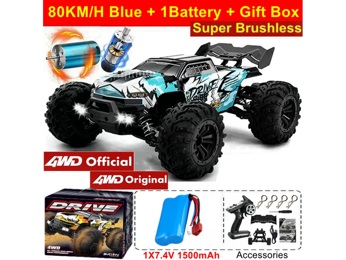 Carro Rc 4wd Brushless Off Road Alta Velocidade 80km/h Caminhão Drift Brinquedo Adulto Criança Azul Aeuzwr