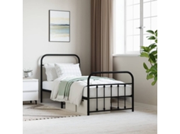 Vidaxl Estrutura de Cama com Cabeceira e Pés 90x190 Cm Metal Preto