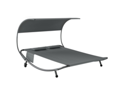 Cama Dupla com Dossel Removível,rodízios,almofadas e Bolsos Porta objetos cinza BTFORUS