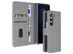 Capa Fólio Fold Para Samsung Yemaesre Pele Cinzento