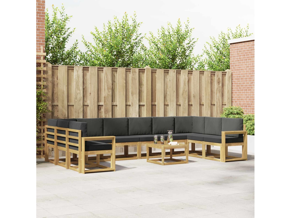 Vidaxl Conjunto De Sofás Para Exterior 11 Pcs Branco E Antracite