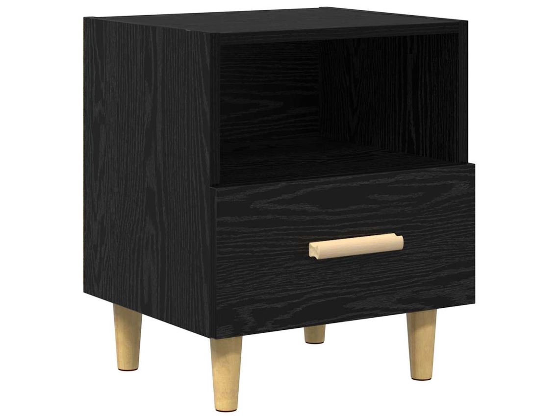 Armário de Cabeceira com Gaveta Carvalho Preto 40x35x47 cm MAISON EXCLUSIVE
