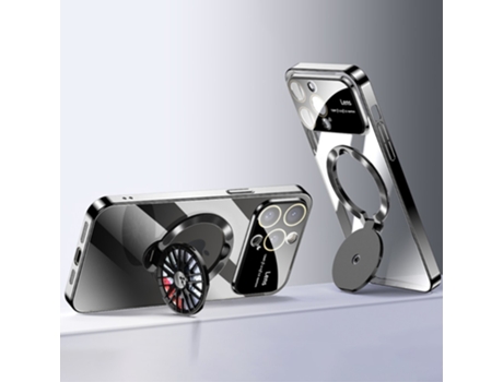 Suporte Casa Galvanizado Para Iphone 13 Pro Max Voero Pele Sintética Preto