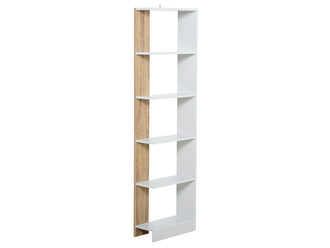 Estante Multiusos ZACHARY com 5 Prateleiras, Design Elegante e Base Elevada (45x21x170cm) Branco Roble