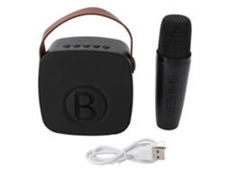 Mali mini Máquina de Karaokê Portátil Bluetooth com Microfone para Crianças Preto