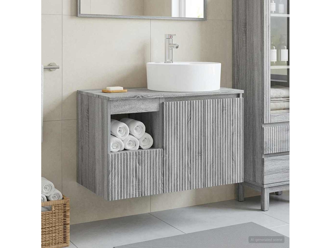 Vidaxl Conjunto De Móveis Para Banheiro 2 Unid. Sonoma Cinzento