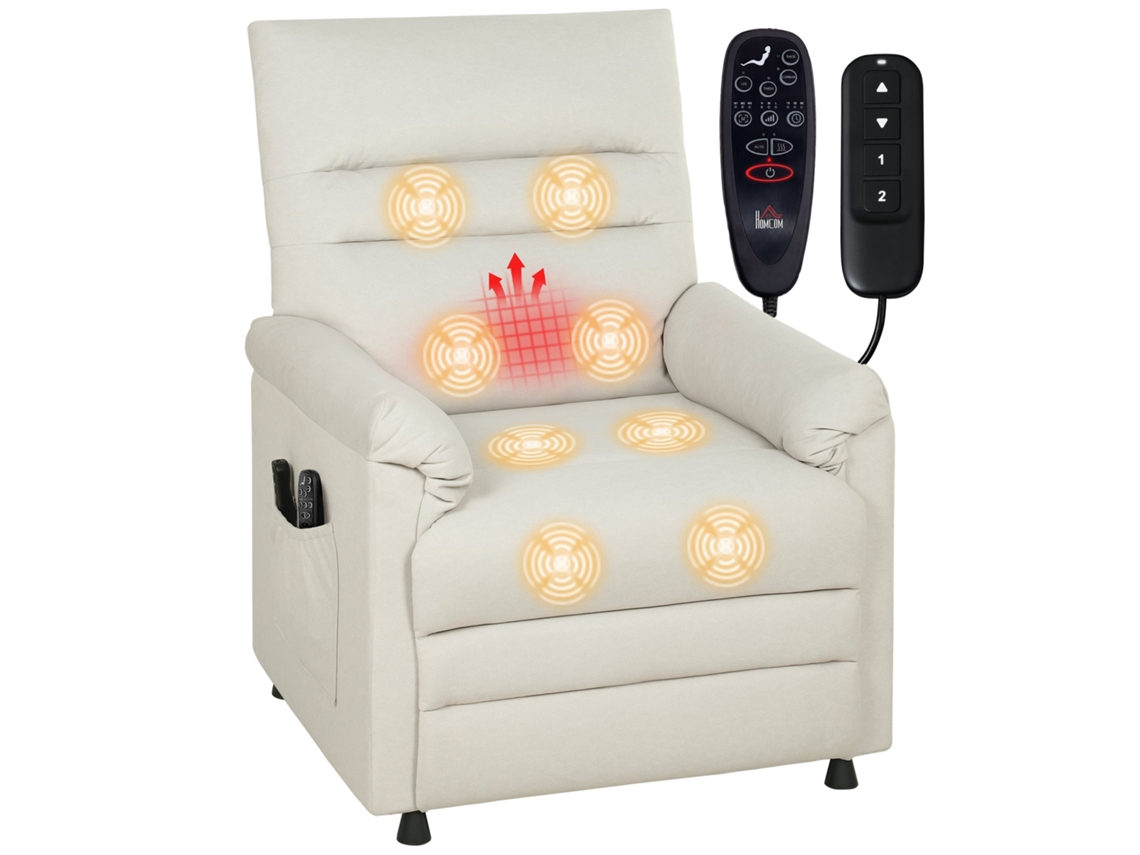 Poltrona Reclinável Elétrica BTFORUS com Massagem, Aquecimento e Apoio para Pés,82x99x106cm