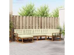 Vidaxl Conjunto De Sofás Para Exterior 6 Pcs Natural E Creme