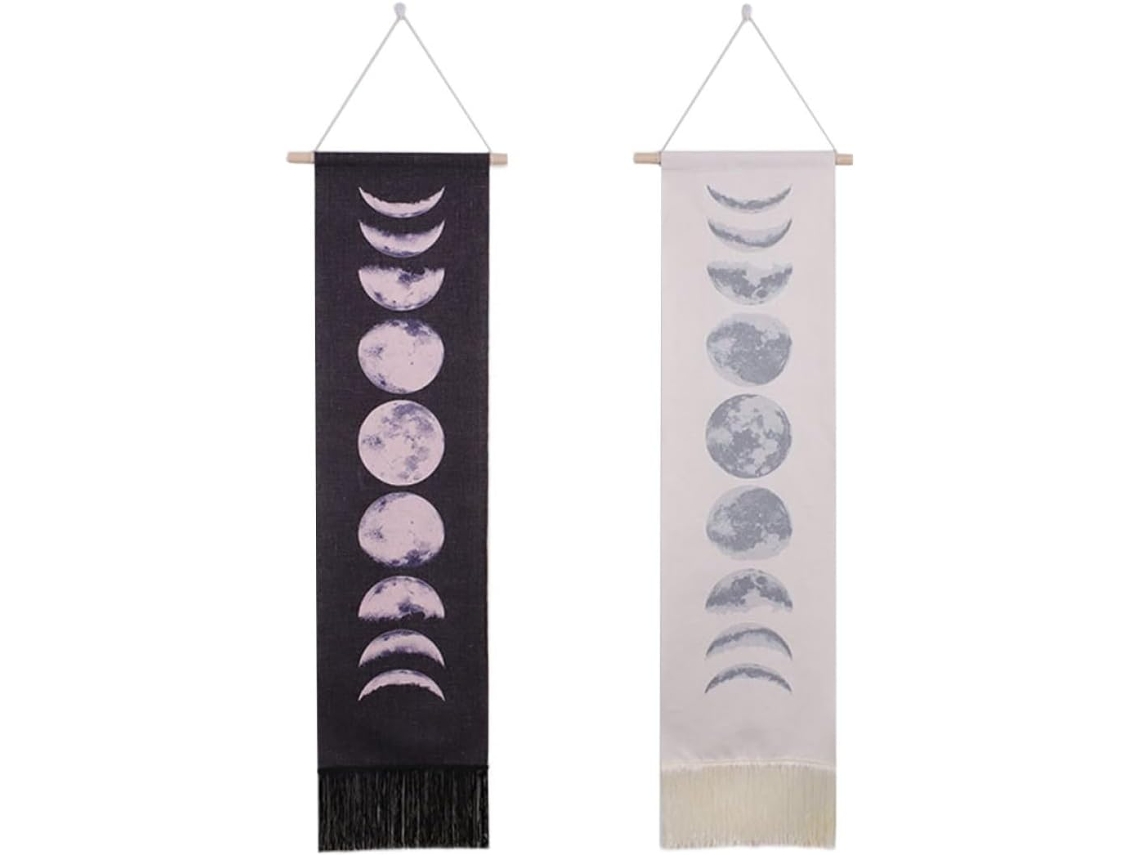 Conjunto 2 Peças Decoração Parede Cheia Algodão Lavável Ideal Escritório Ciclo Lunar Tema Lua Casa GOKOCO