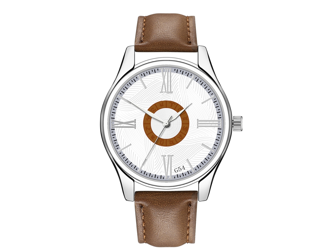 Reloj De Pulsera De Cuarzo Para Hombres Con Correa De Pu Fashionable (café Oscuro Blanco)