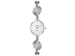 Relógio de Pulso Feminino de Liga com Strass Moda Relógio de Quartzo Prata+branco