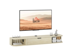 Móvel de TV suspenso PRIME KANG com orifício para cabos, para TVs de 50 polegadas, 120x24x16cm, madeira