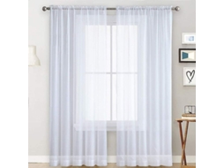 2026-cortinas De Voile Com Volantes Óptica Lino Transparentes Poliéster 100x250 Cm Blanco
