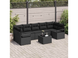 Vidaxl Conjunto De Sofás 8 Unid. 7-número De Lugares Preto Vime Pe