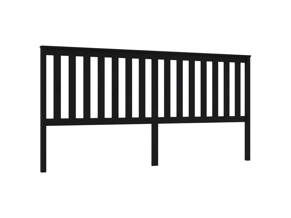 Cabeceira de cama VIDAXL Preto Madeira de pinho (206x6x101 cm)