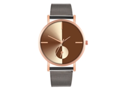 Reloj De Moda Para Parejas Con Correa De Malla Dial Redondo Cuarzo Unisex