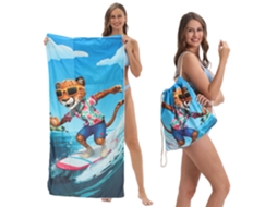 Toalha De Praia Multifuncional Dobrável 2 Em 1, Com Bolsa Organizadora Integrada Para Toalha De Praia