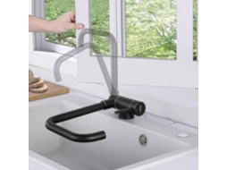 Torneira Misturadora De Cozinha, Misturador De Água Quente E Fria Em Aço Inoxidável Para Pia, Preta Giratória 360° E Dobrável, Dobrável Para Janela