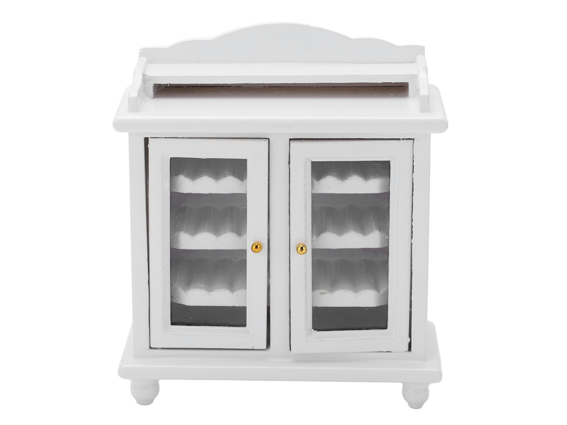 Mali mini Armário de Madeira para Casinha de Bonecas 1/12 Clássico Elegante Branco