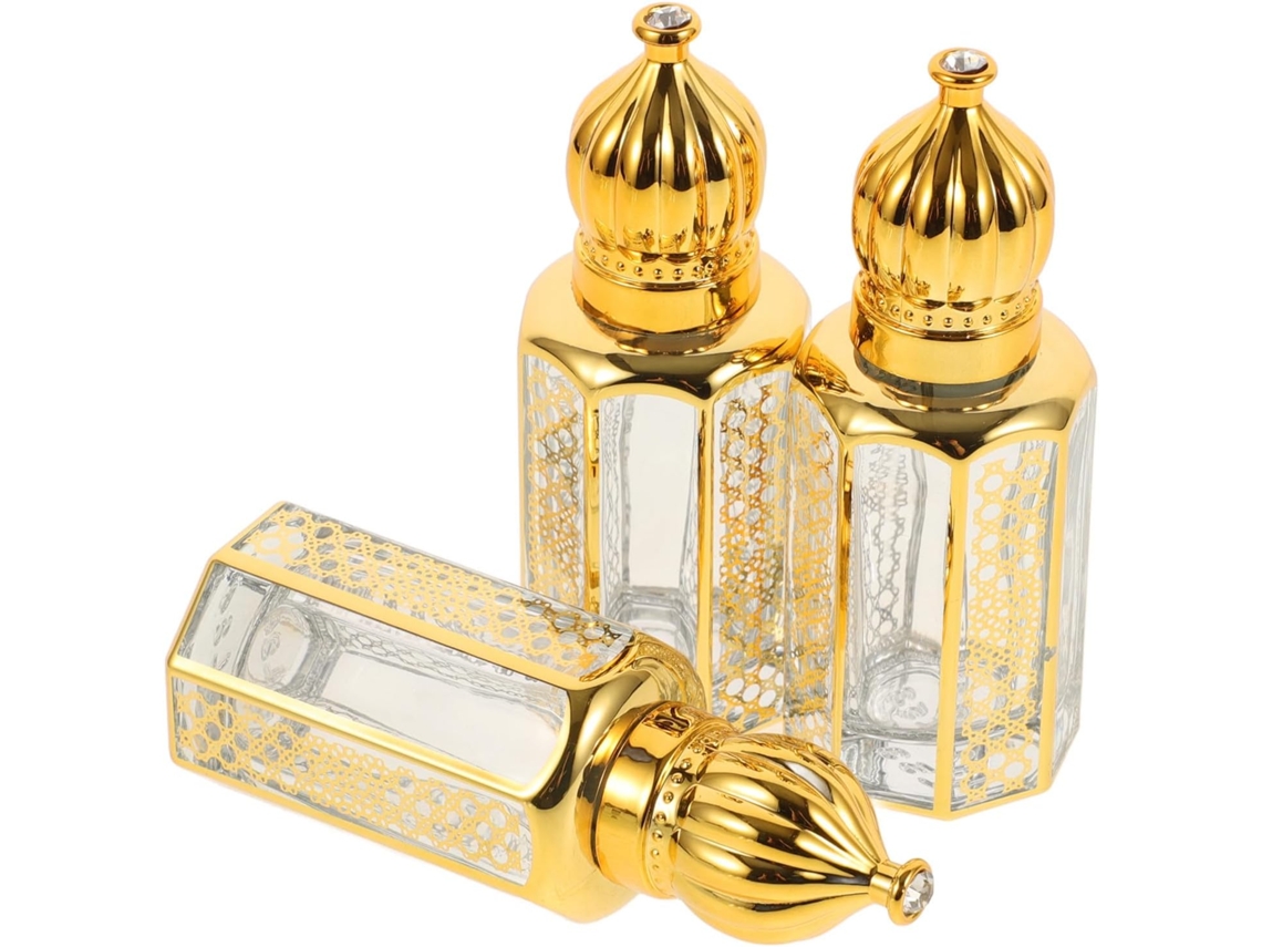 Frascos de perfume de vidro de 6ml, conjunto de 3 unidades, frascos vazios e recarregáveis.