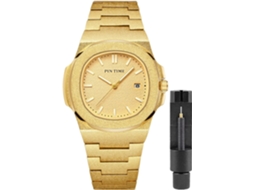 Lurelia Relógio Masculino, Movimento De Quartzo, Data/calendário, Luminoso, Aço Inoxidável, Abs, Dourado