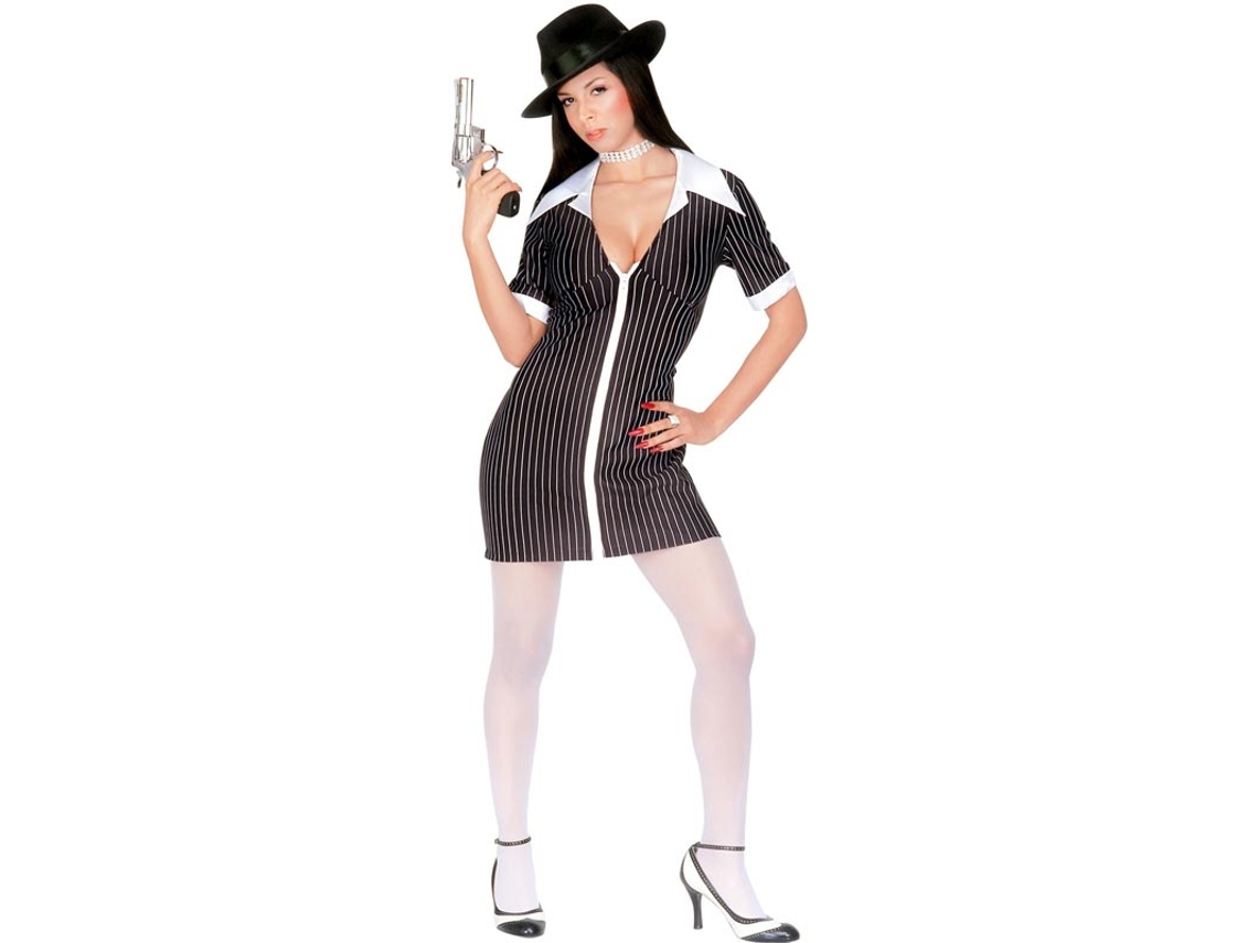 Fato de gangster com vestido às riscas para mulher