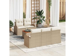 Vidaxl Conjunto De Sofá De Jardim 6 Unid. Bege E Creme Vime Pe